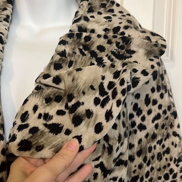3 Sisters Faux Leopard Velvet Animal Print Swing Stroller Coat Vintage Women’s S - Picture 5 of 11